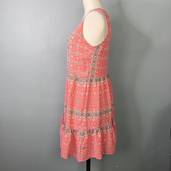 SWEET Journey Peachy Pink Casual Crepe Satin Sleeveless Mini Ruffle Dress Size S - Picture 4 of 12